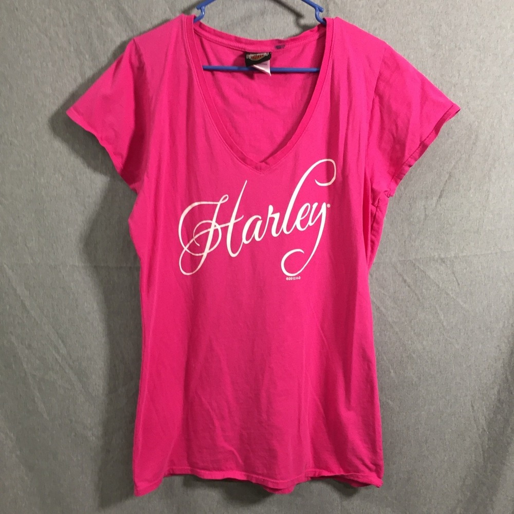 Harley-Davidson Alligator Alley Fort Lauderdale‎ Pink V-Neck T-Shirt Women 2XL